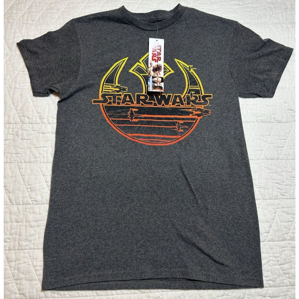 Disney Star Wars tshirt gray unisex size small orange yellow new with tags